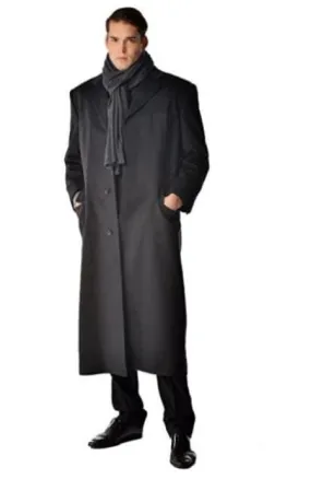 100% Cashmere Mens Overcoat -  Pure Cashmere Black Coat
