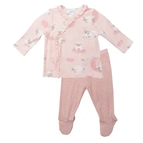 3 Piece Girls Lamb Kimono Set w/Hat