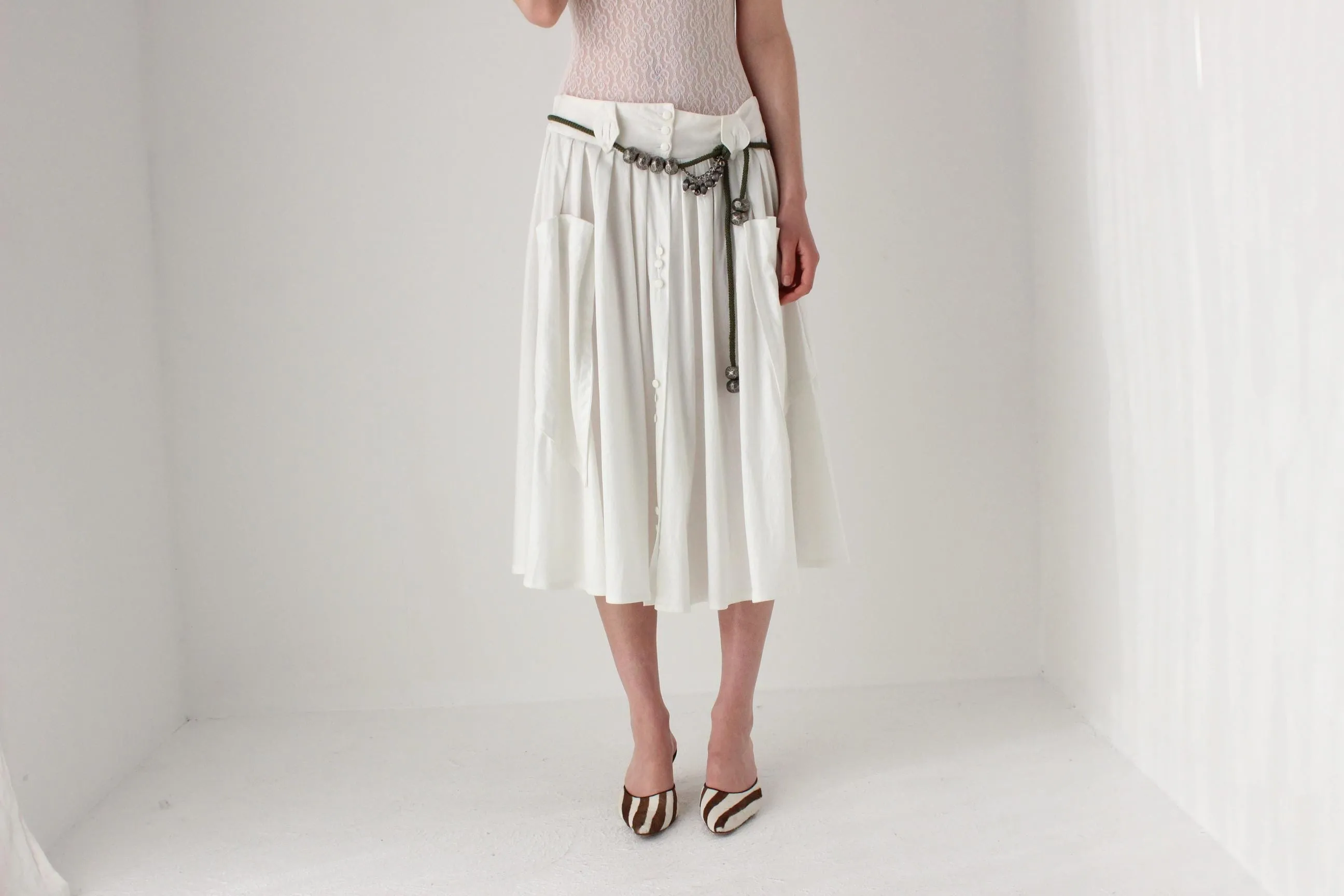 80s French Vintage Midi Skirt