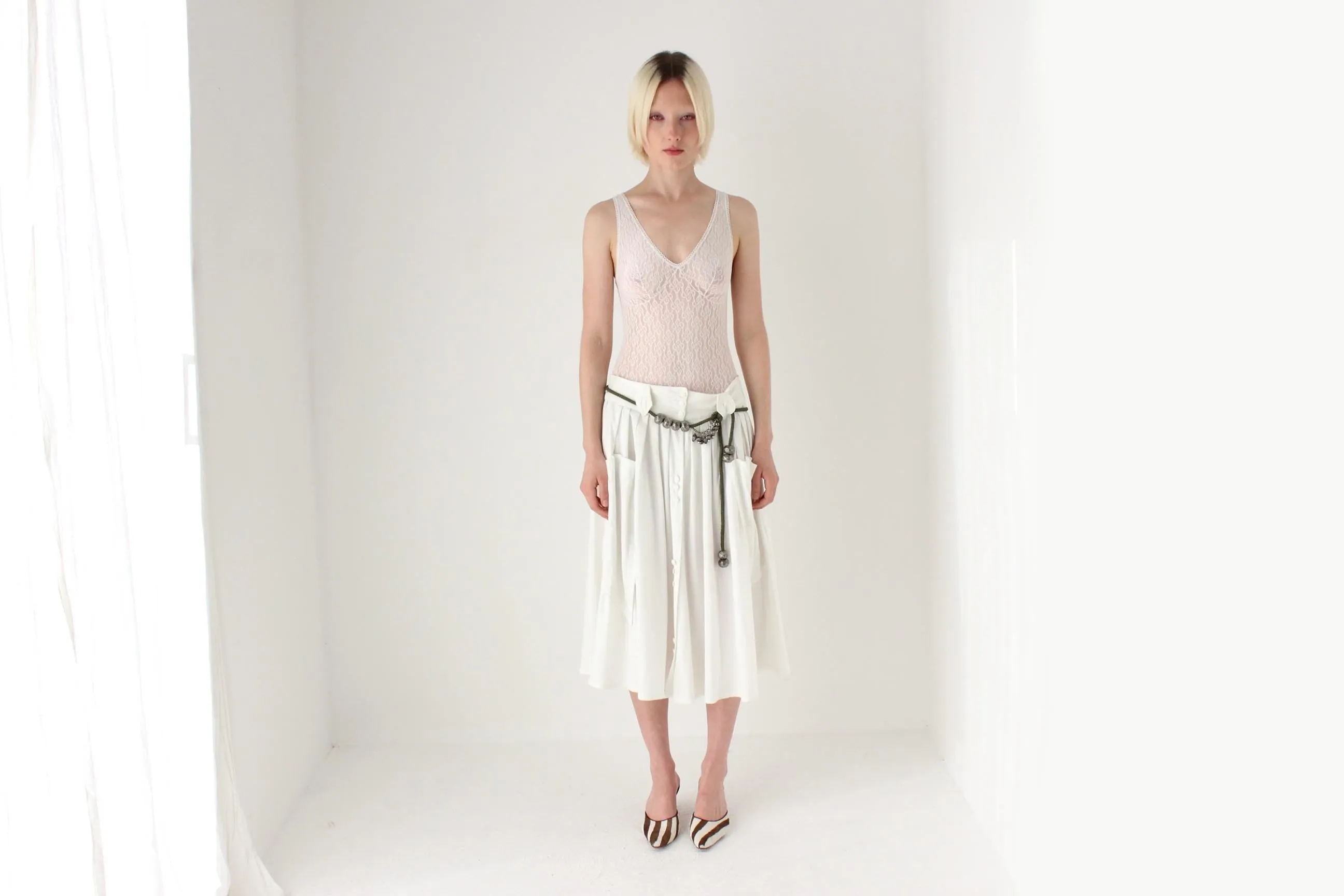 80s French Vintage Midi Skirt