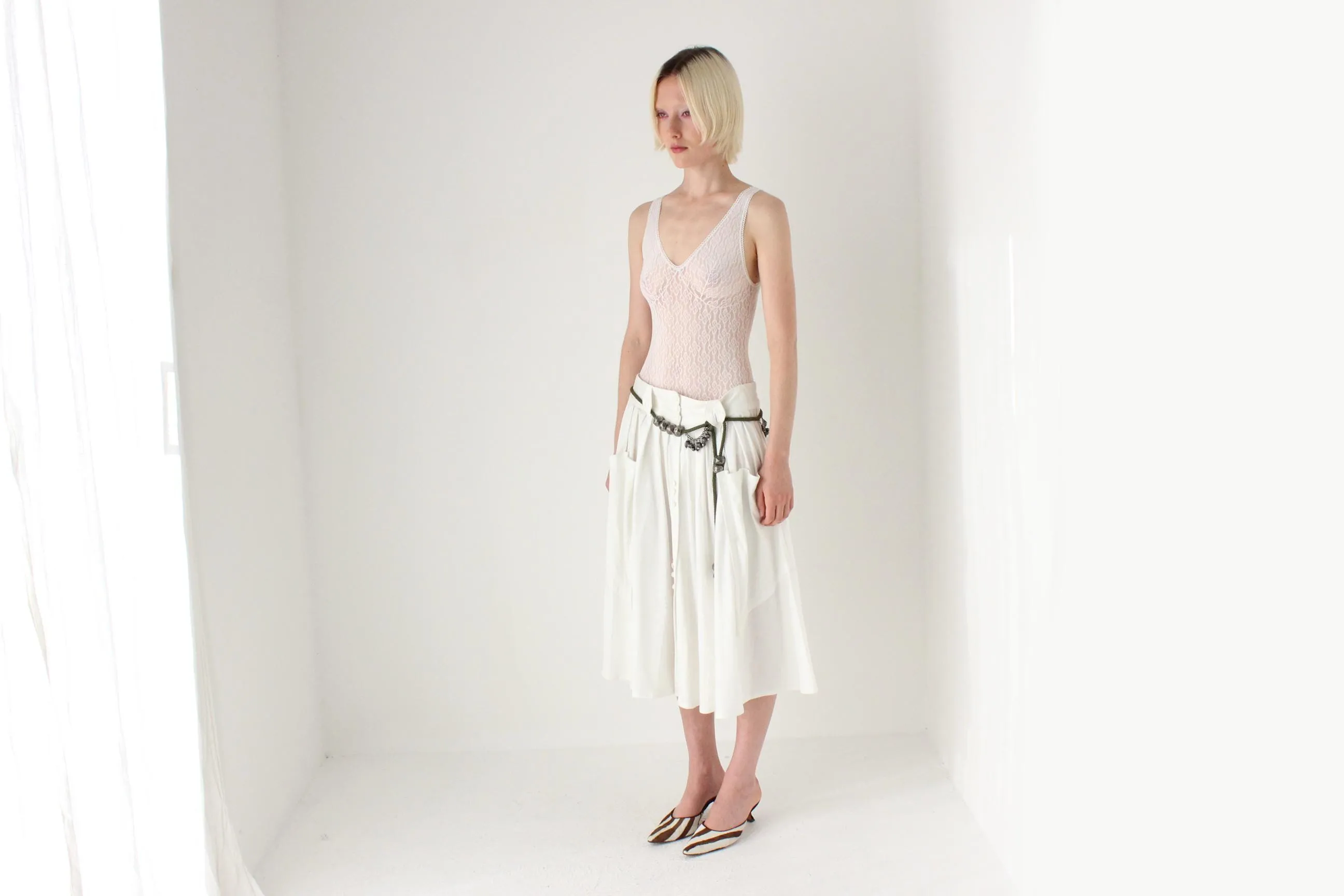 80s French Vintage Midi Skirt