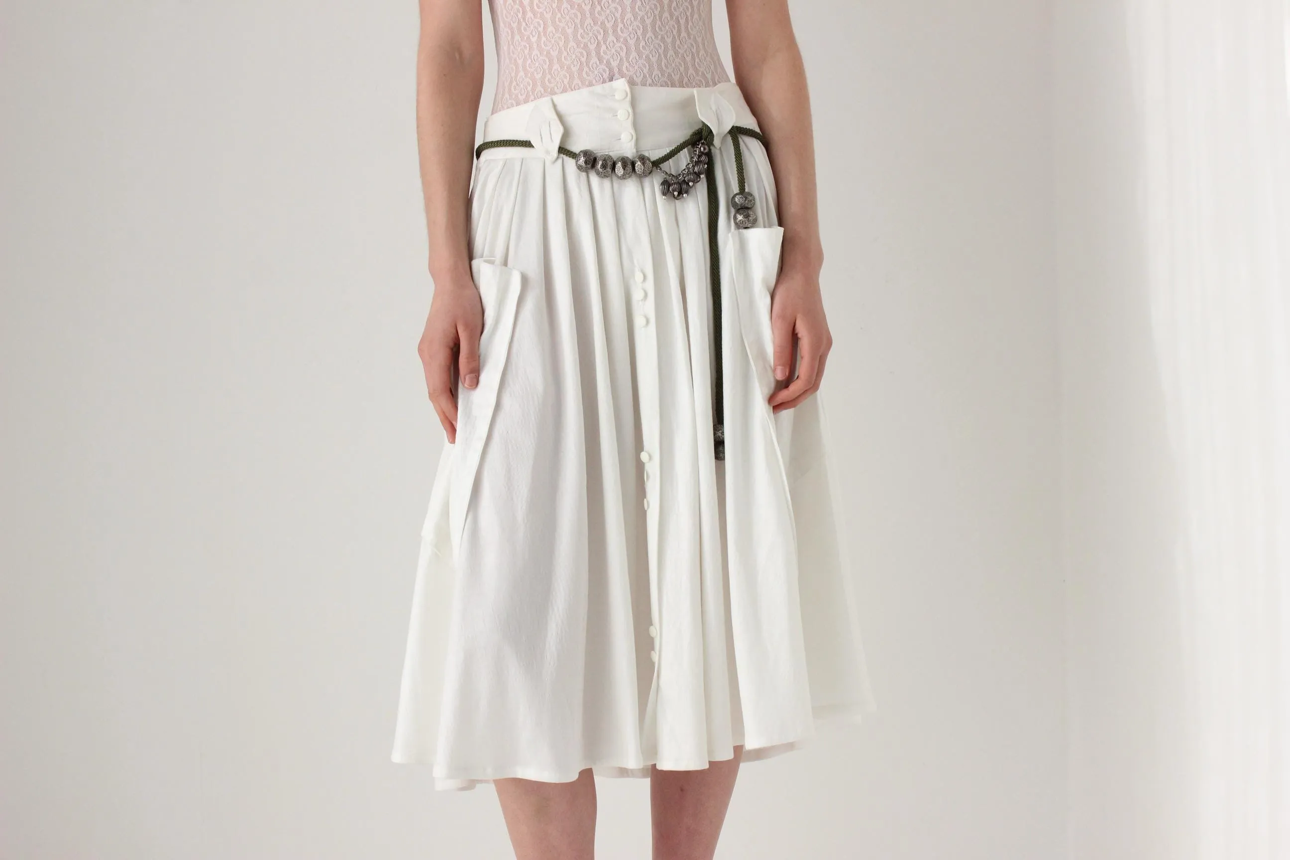 80s French Vintage Midi Skirt