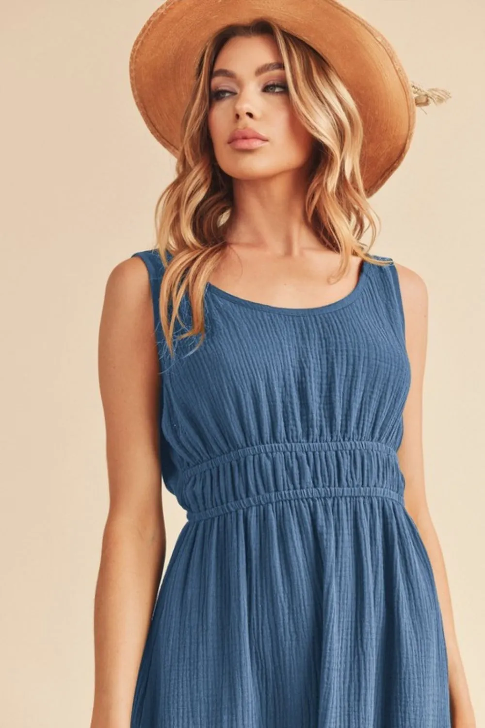 Aemi   Co Side Slit Round Neck Sleeveless Tank Dress