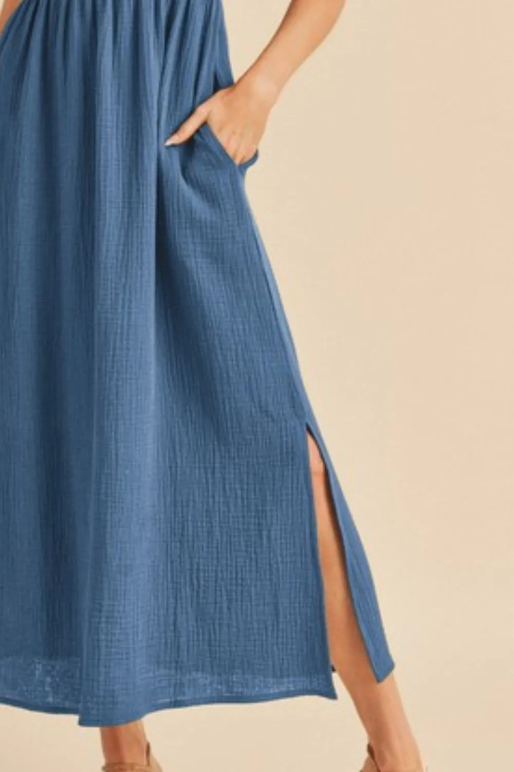 Aemi   Co Side Slit Round Neck Sleeveless Tank Dress