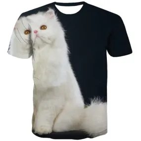 Animal T-shirt Men Cat Tshirt Printed Hip Hop T shirts Funny Black Tshirt Anime Street T-shirts Graphic Short Sleeve Fashion