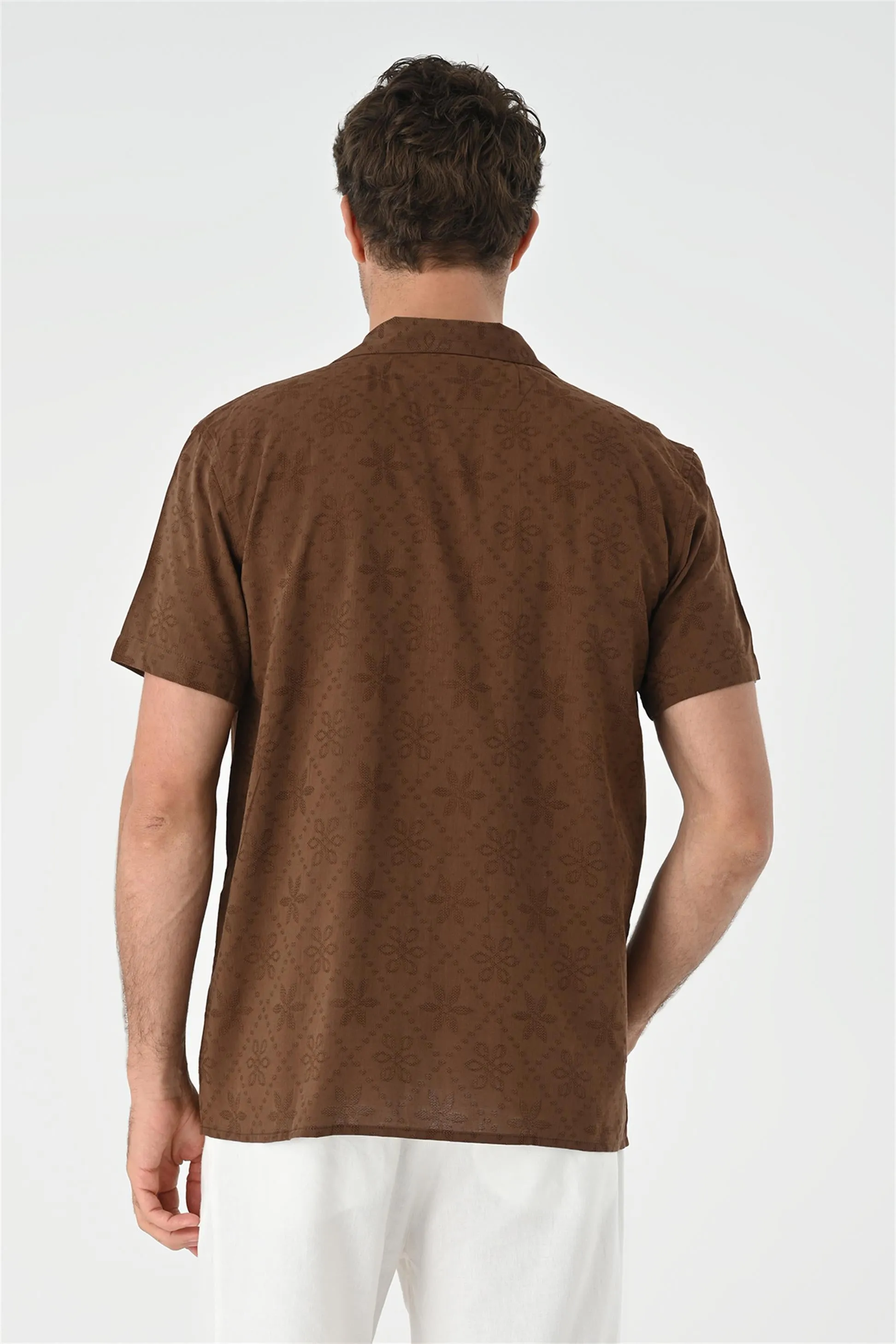 ANT Knitted Patterned Men's Shirt with Camp  Collar - Thunder Bay