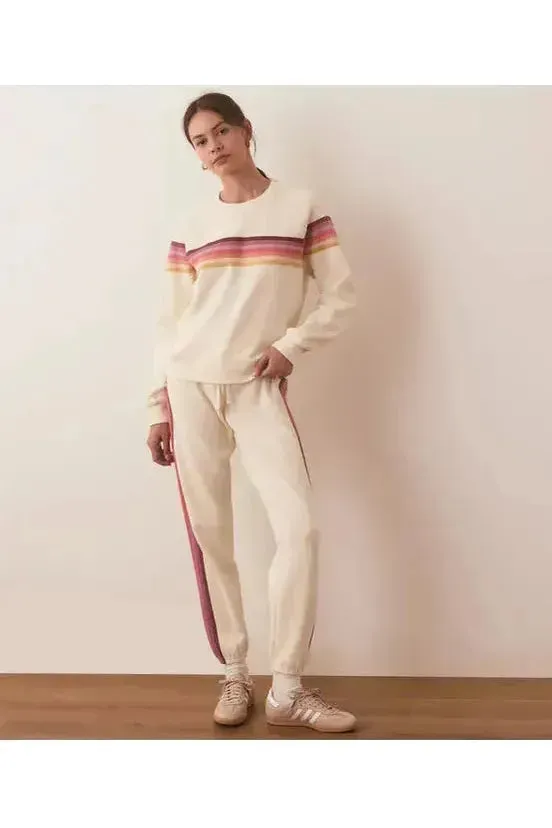 Anytime Sweatpants - Antique White Stripe