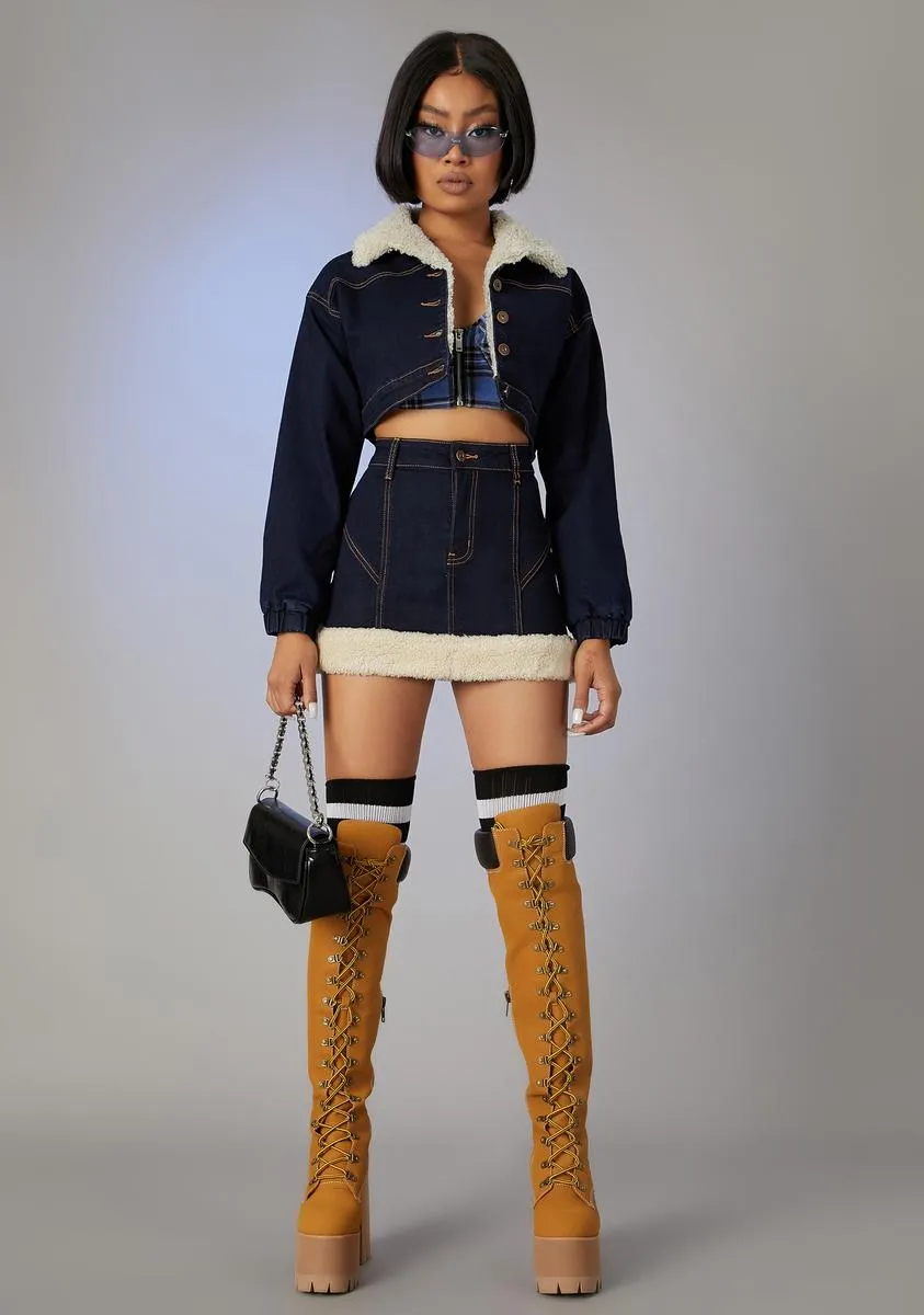 Attention Seeker Denim Puffer Jacket