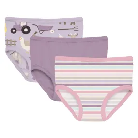 Bamboo Underwear (Set of 3) - Thistle Morning on the Farm, Lavender & Ice Cream Stripe