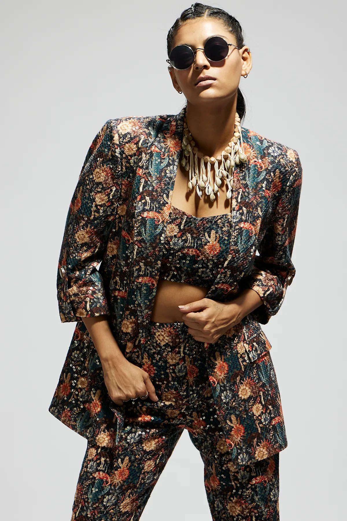 Black Jaal Embellished Blazer Set