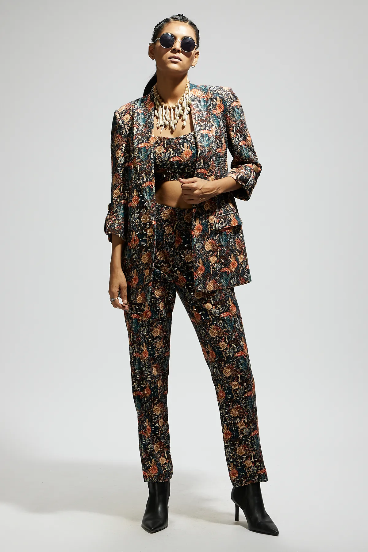 Black Jaal Embellished Blazer Set