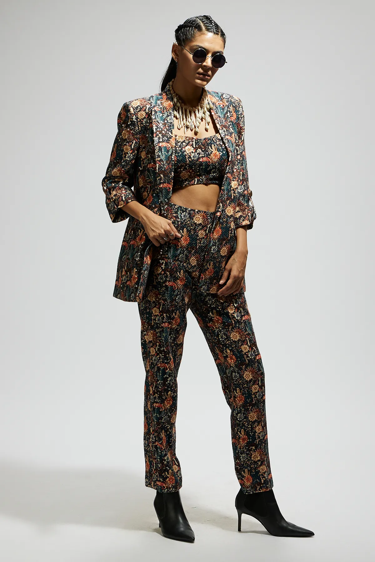Black Jaal Embellished Blazer Set