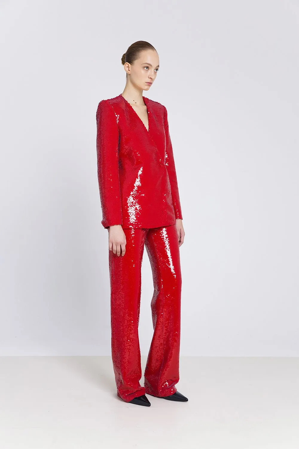 Blazer lentejuela roja