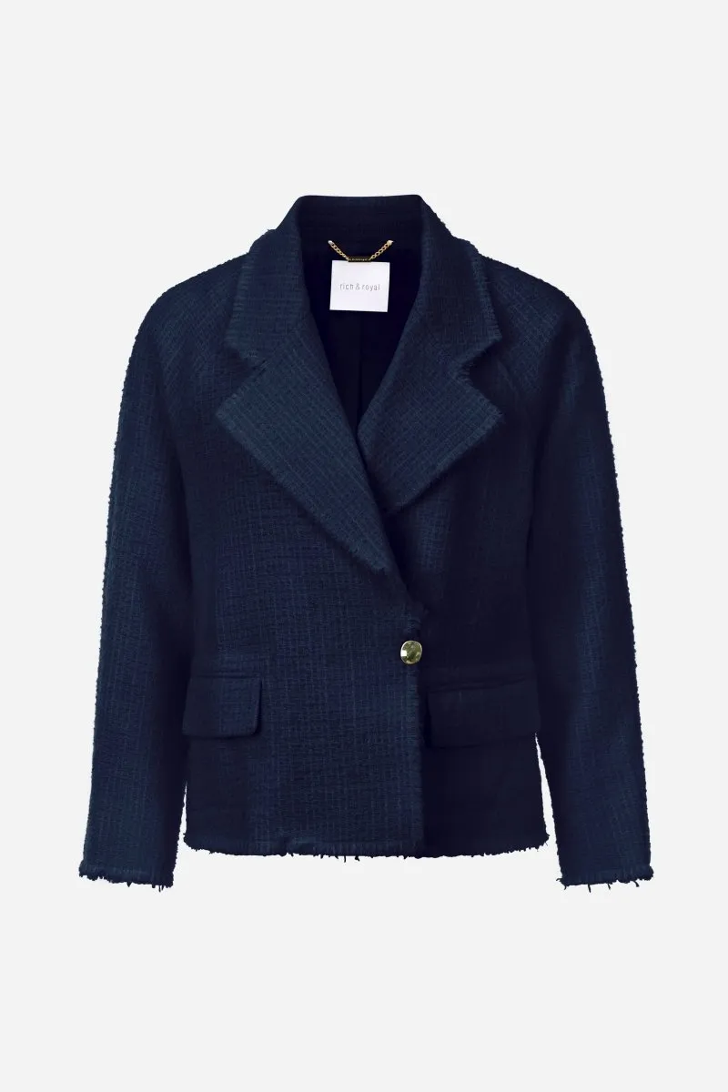 Bouclé-Jacke mit Reverskragen
