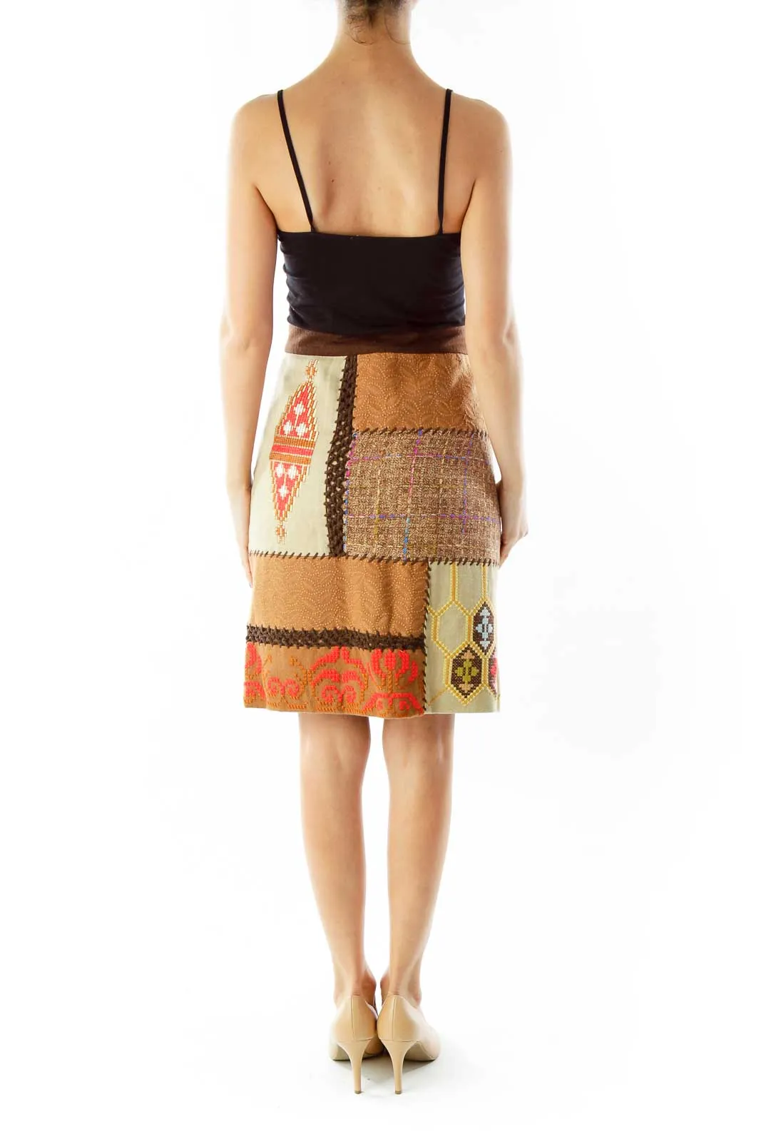 Brown Tribal Pencil Skirt