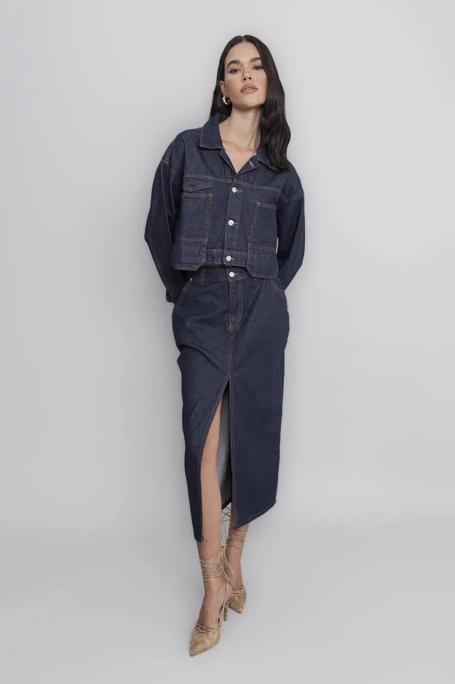 BSL Women Midi Denim Pencil Skirt - Richmond