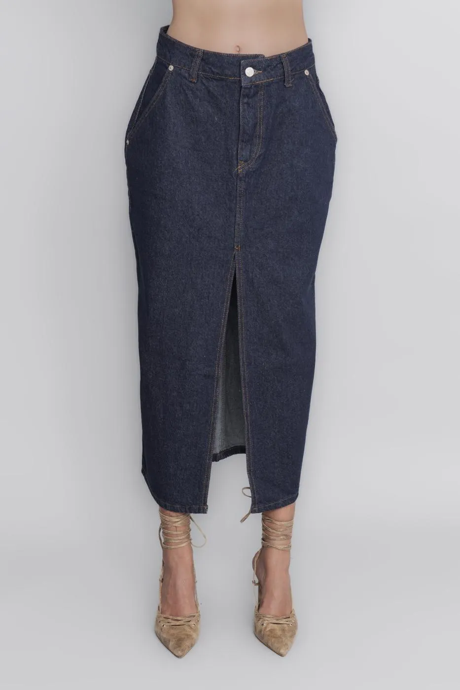 BSL Women Midi Denim Pencil Skirt - Richmond