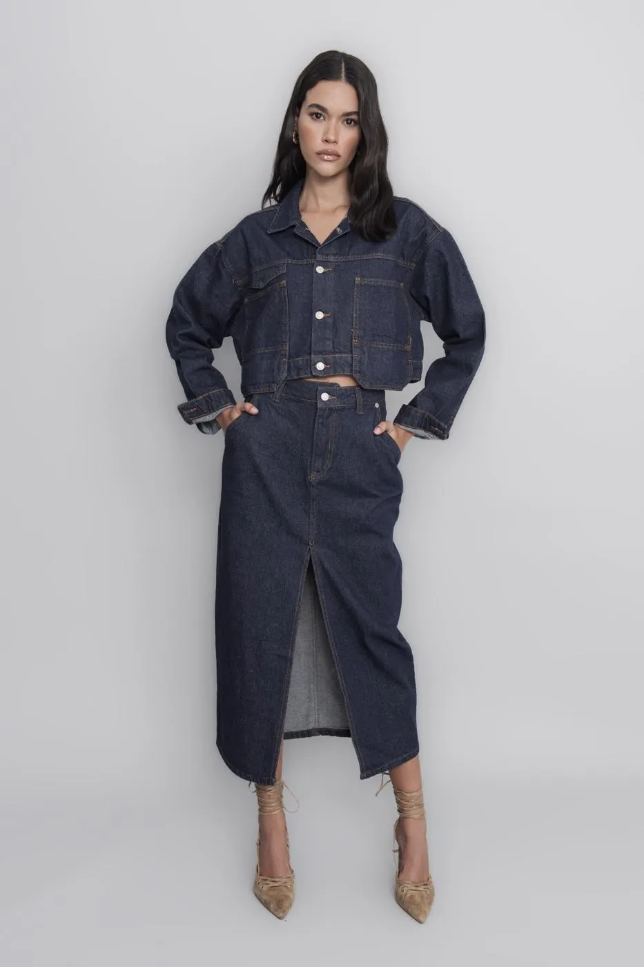 BSL Women Midi Denim Pencil Skirt - Richmond