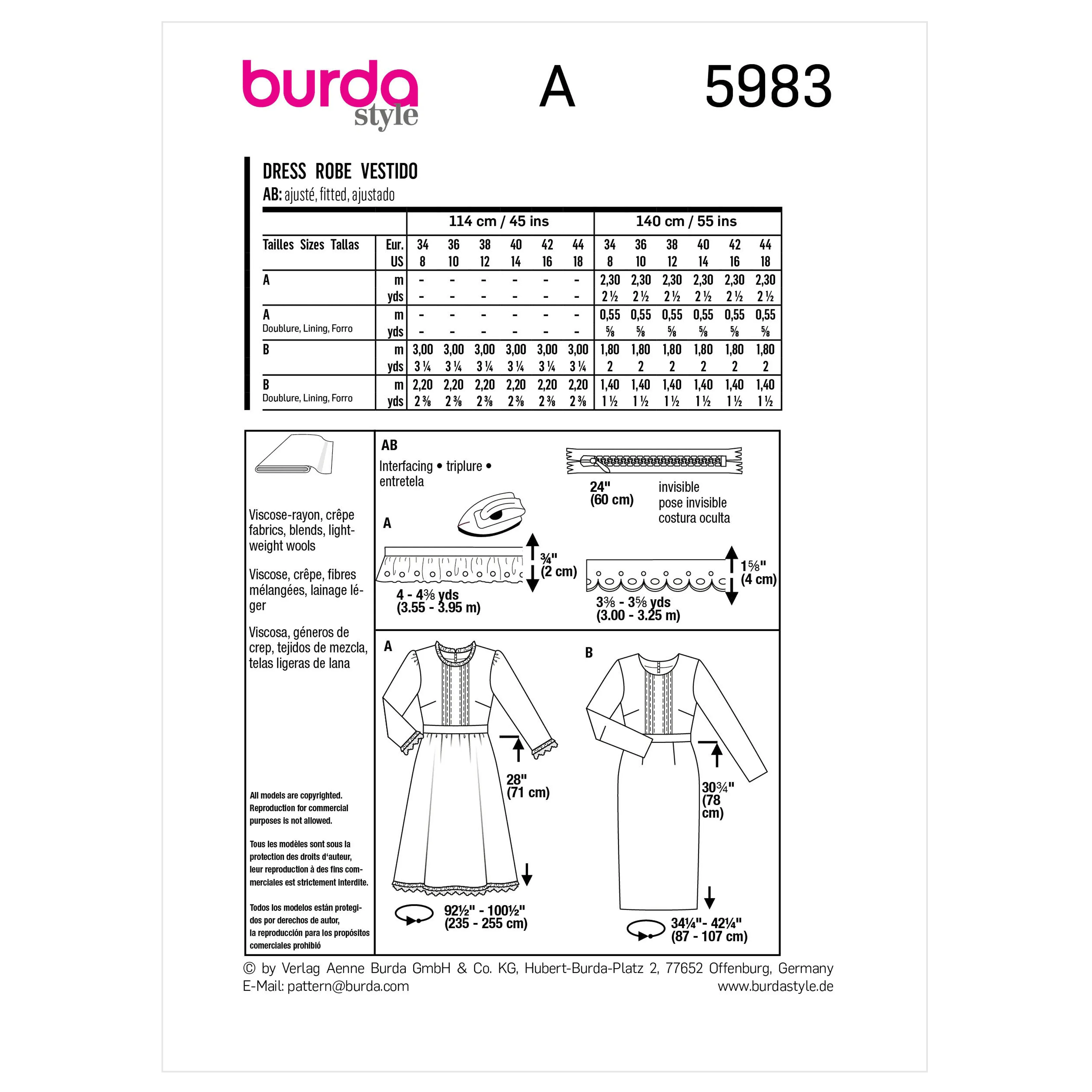 Burda Pattern 5983 Misses' Dress