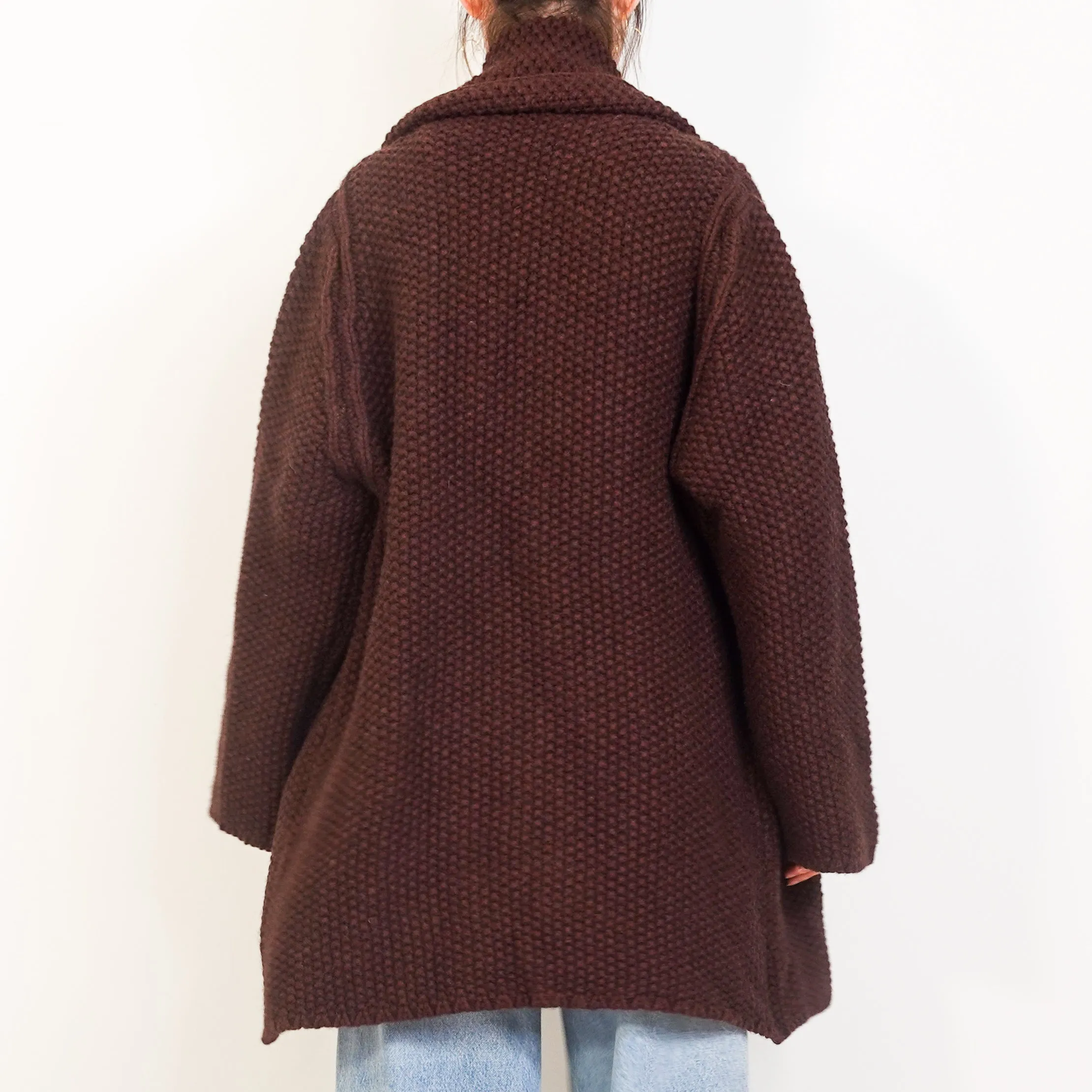 Burgundy textured knit cardigan RRP £700