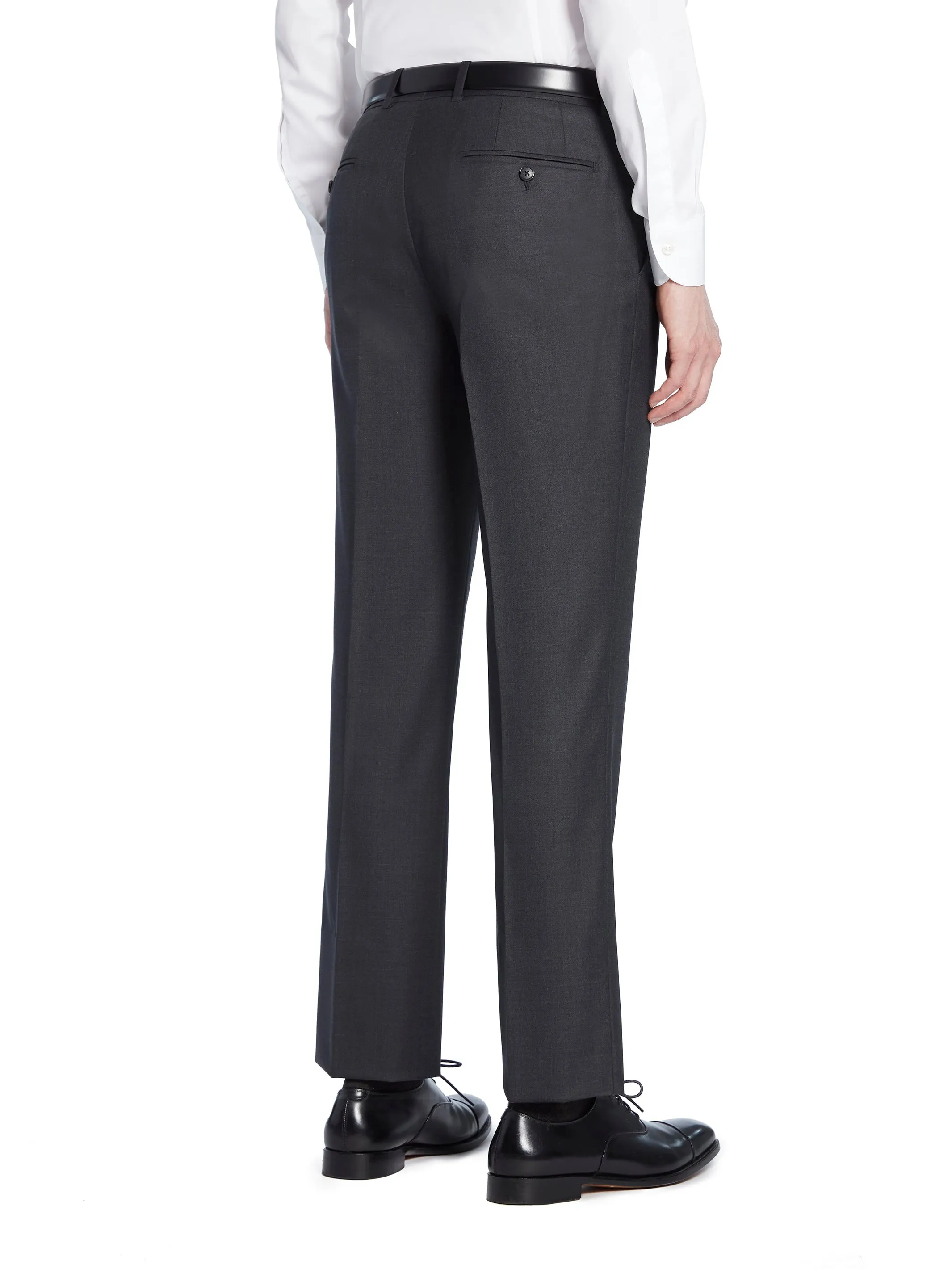 Charcoal Natural Stretch Wool Trousers - Model 08 (SLIM)