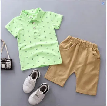 Children's Summer Printed Shirt & Shorts Cute Suit