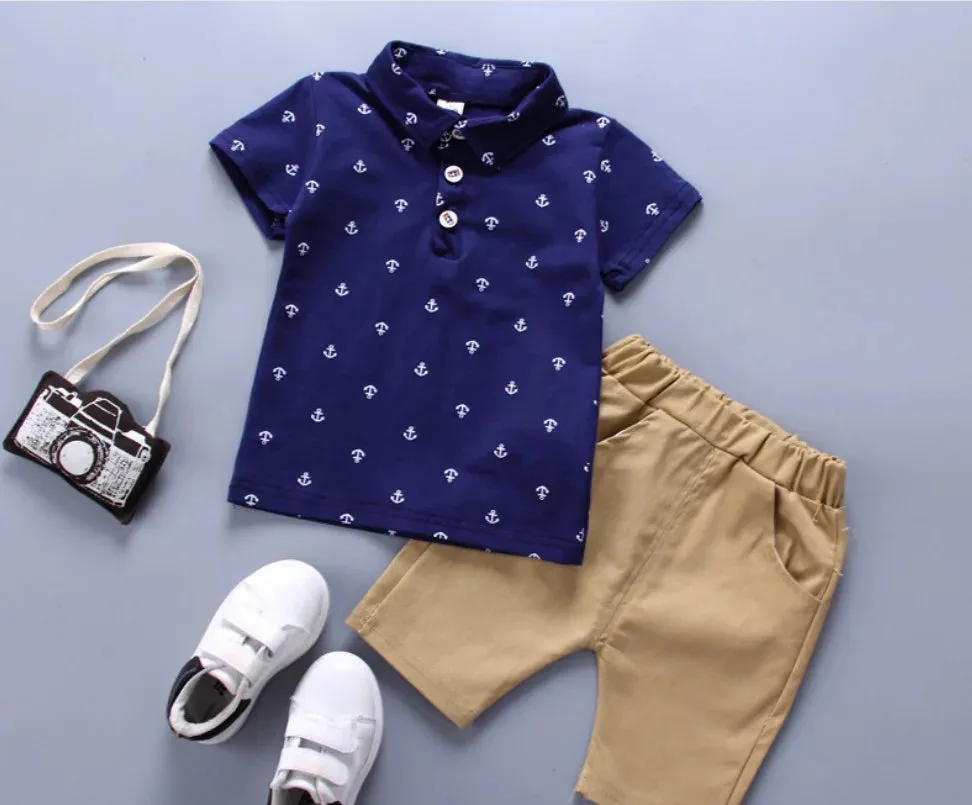 Children's Summer Printed Shirt & Shorts Cute Suit