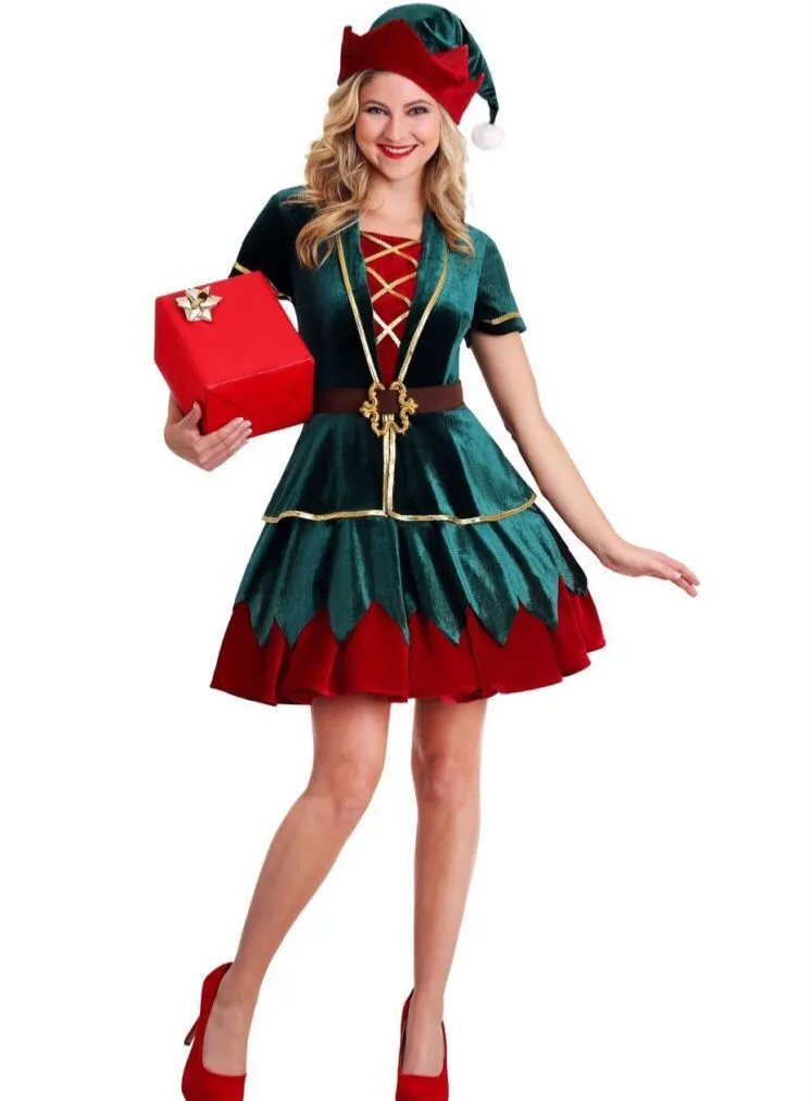 Christmas Clown Costume Green Men and Women Stage Costume Christmas Gift