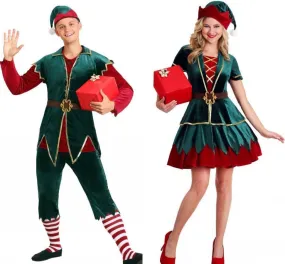 Christmas Clown Costume Green Men and Women Stage Costume Christmas Gift