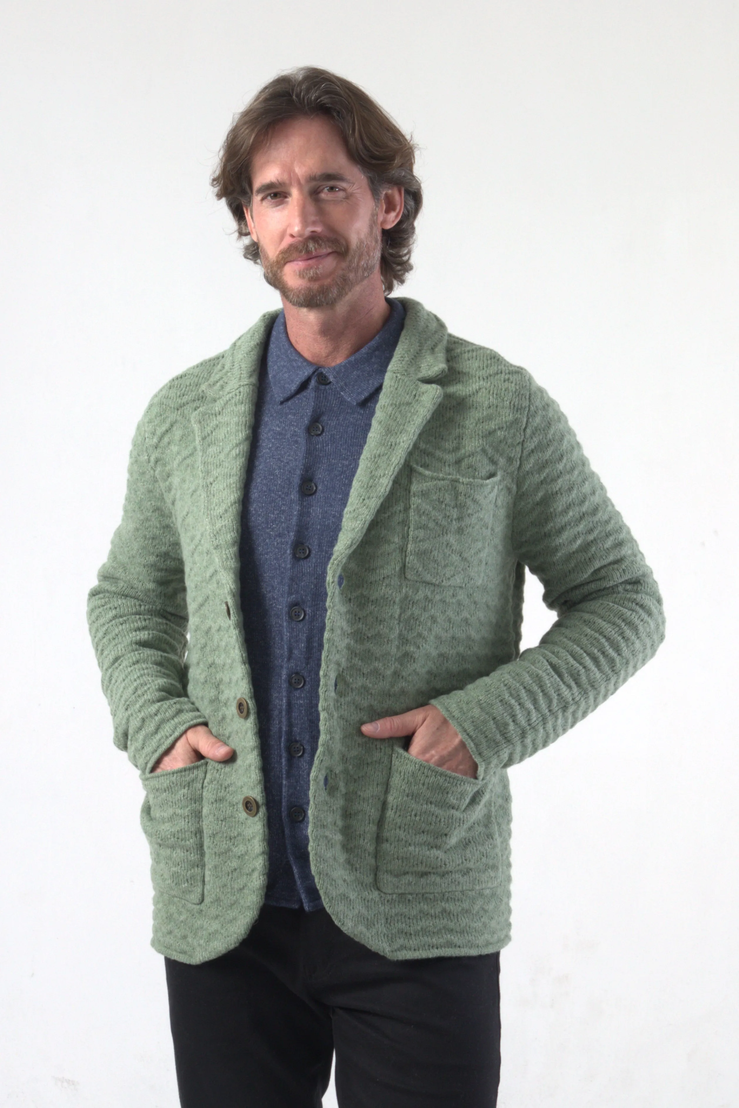 Chunky Fish Wave Knit Blazer