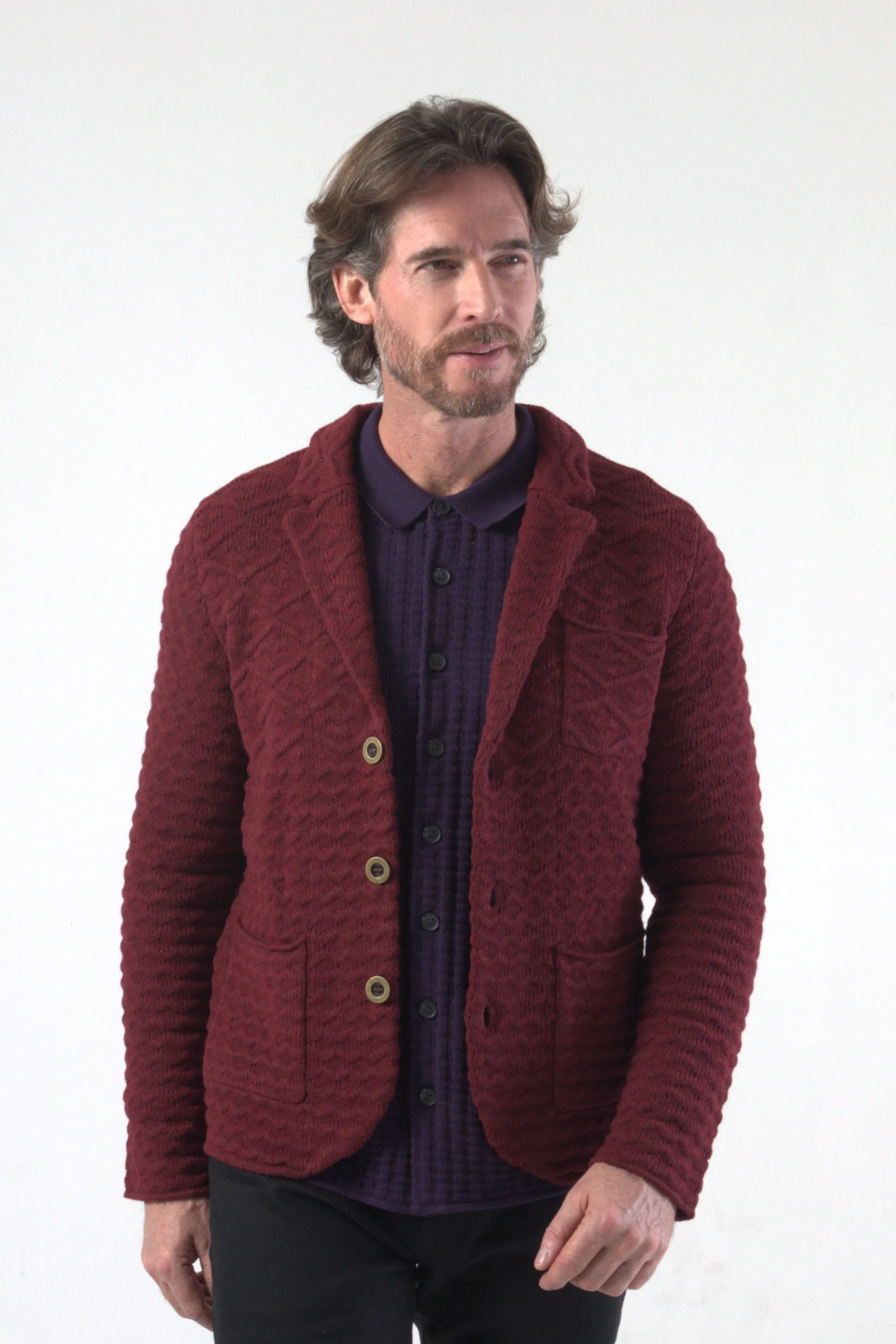 Chunky Fish Wave Knit Blazer