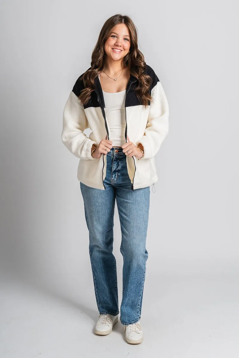 Colorblock sherpa jacket black/cream