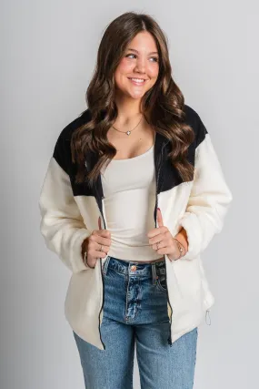 Colorblock sherpa jacket black/cream