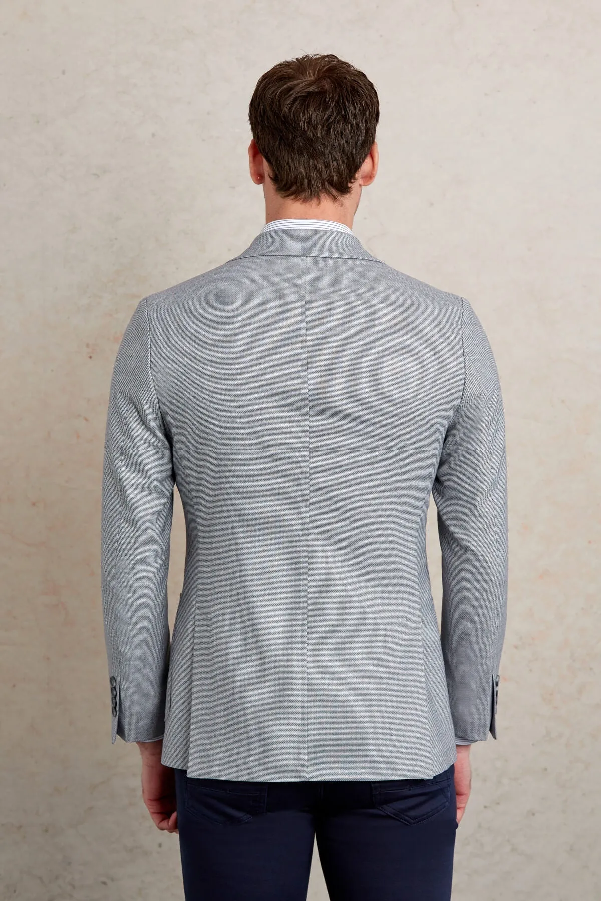 Comfort Fit Peak Lapel Light Gray Casual Blazer