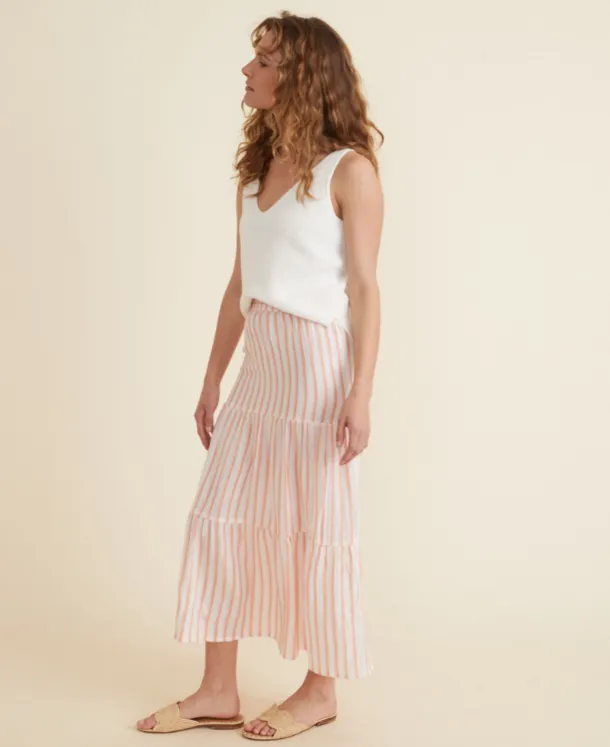 Corinne Maxi Skirt - Pink/Orange/White Stripe