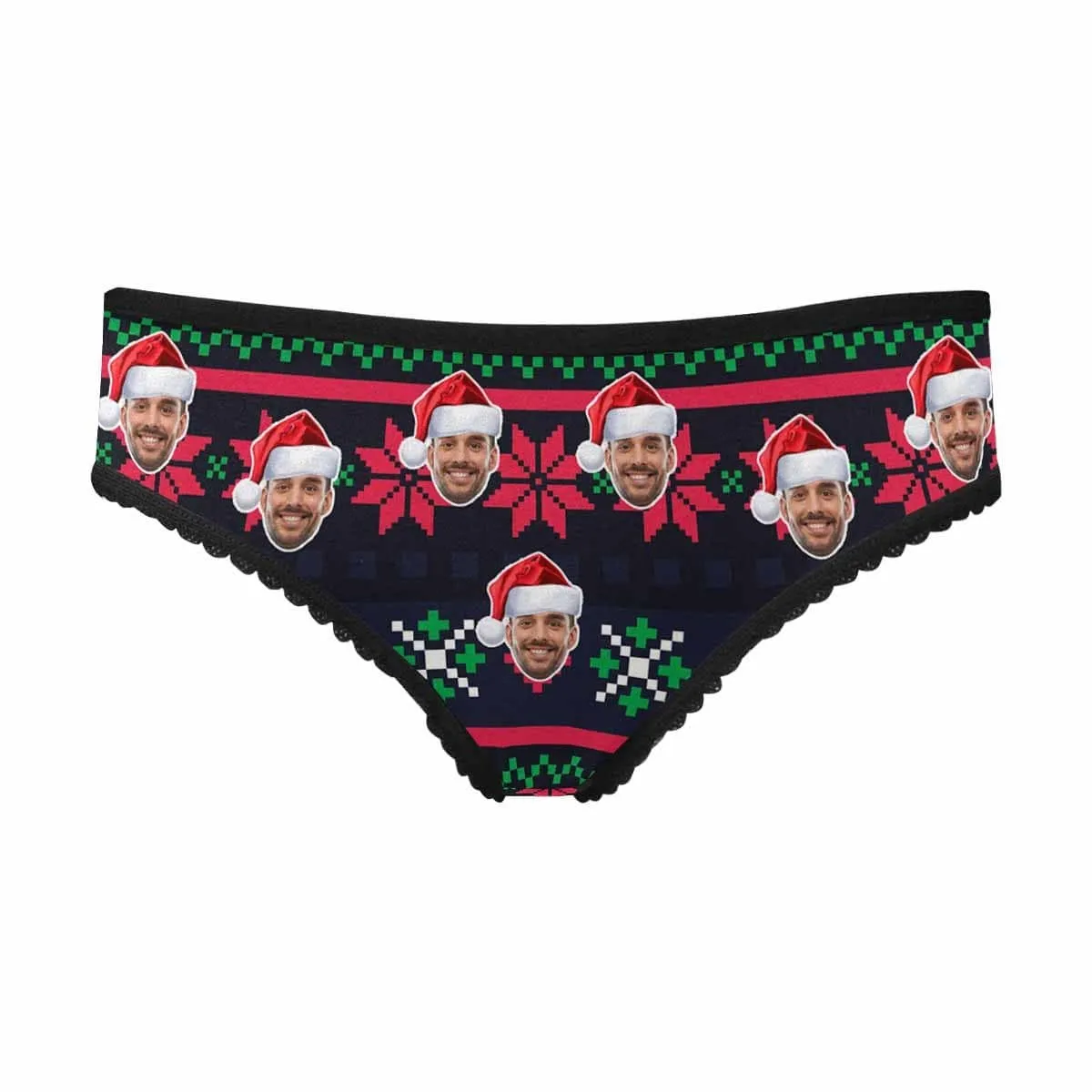 Custom Face Underwear Design Christmas Pattern Panties Personalized Women's All Over Print High-cut Briefs