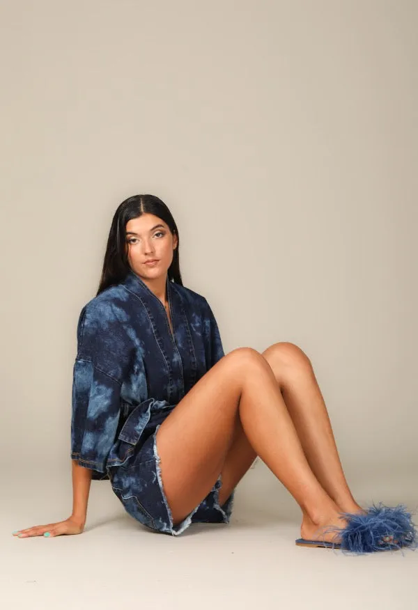 Denim Tie Dye Kimono