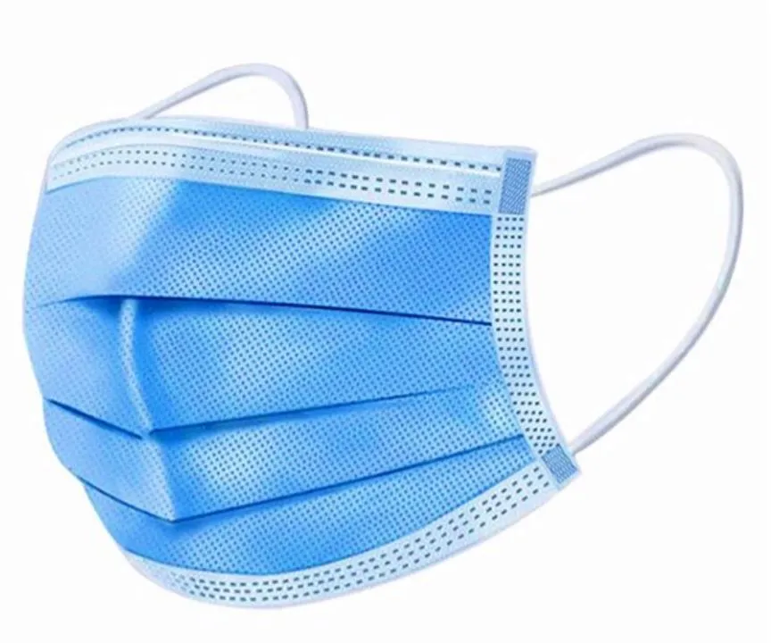 Disposable 3 layer Blue Face Covering (50 per box)