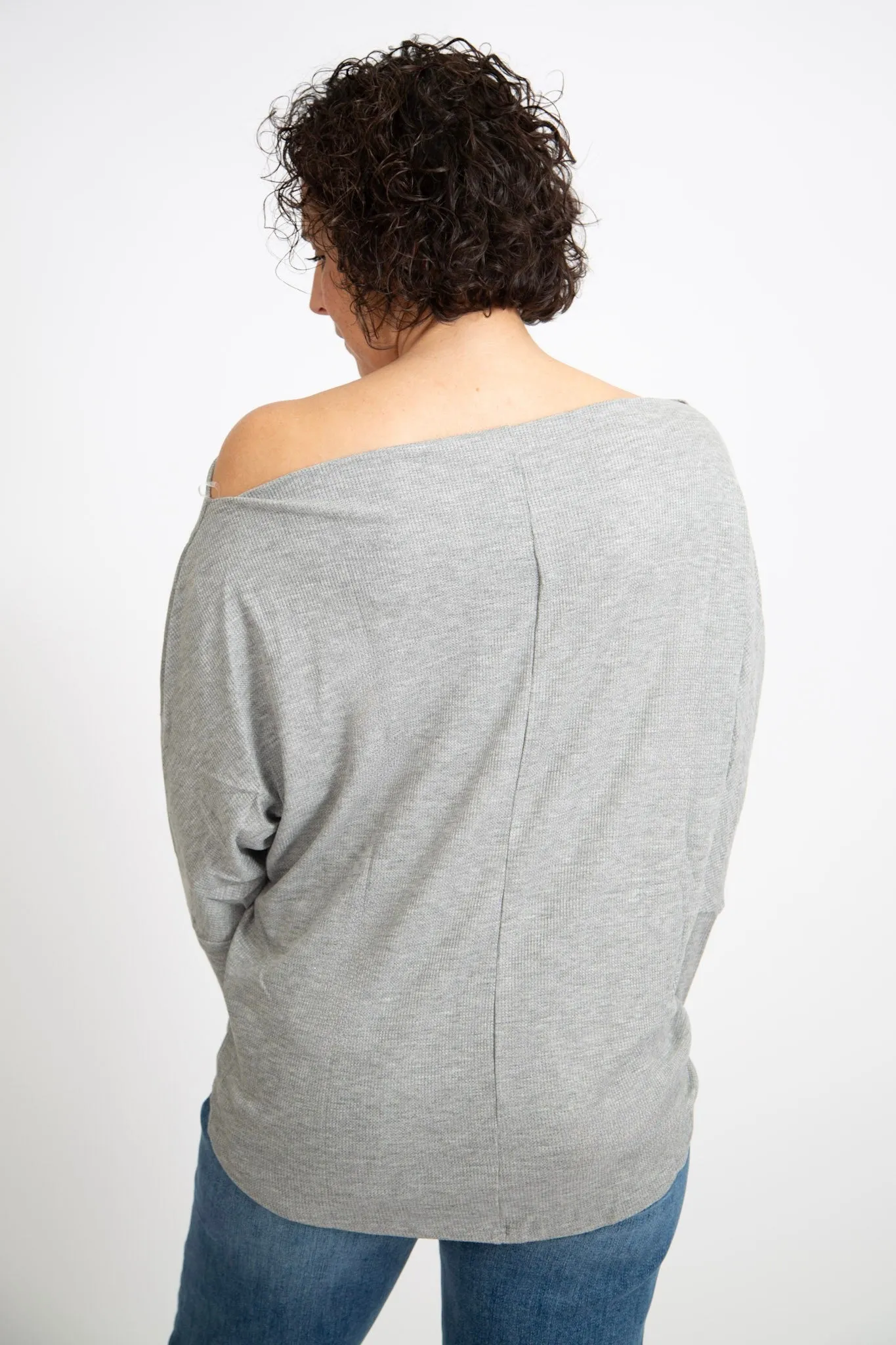 Dropped Shoulder Thermal Top | Grey
