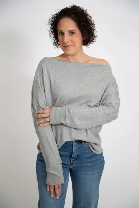 Dropped Shoulder Thermal Top | Grey