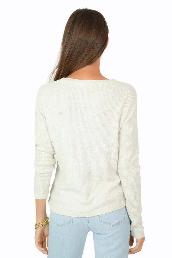 Dylan Waffle Alex Crew Neck Top Stone