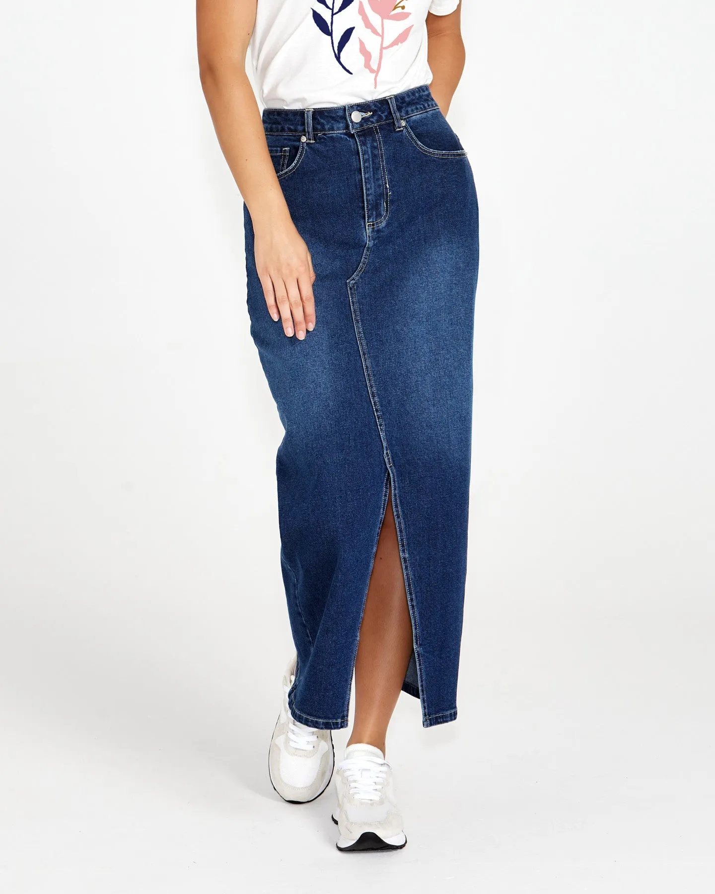 Emerald Denim Maxi Skirt - 78 Wash