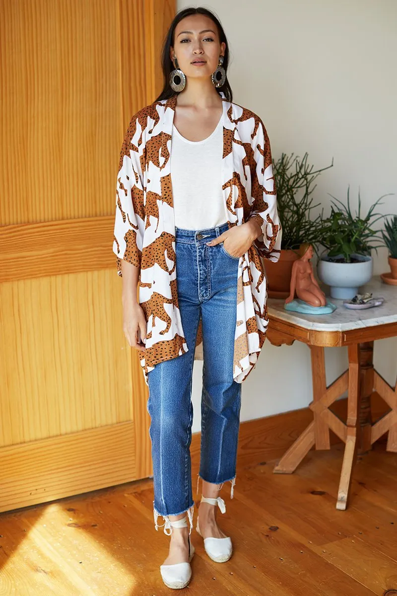 Emerson Fry Fete Kimono White cheetah