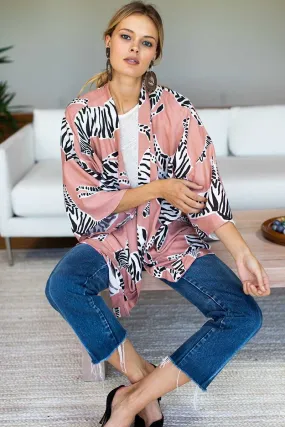 Emerson Fry Fete Kimono Zebra Muted Clay