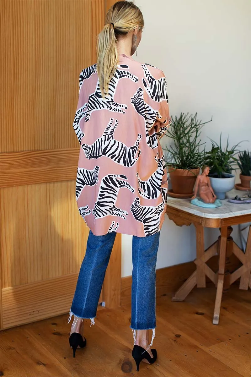 Emerson Fry Fete Kimono Zebra Muted Clay