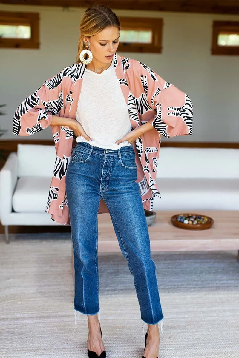 Emerson Fry Fete Kimono Zebra Muted Clay