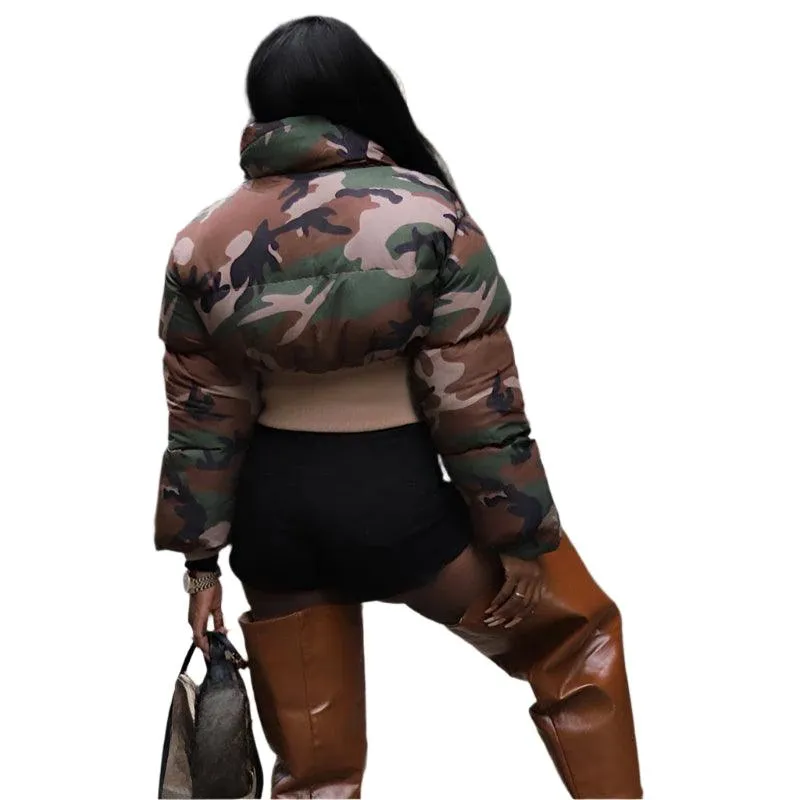 Fashion Streetwear Camouflage Women's Stay Warm and Stylish WinterPuffer Jacket