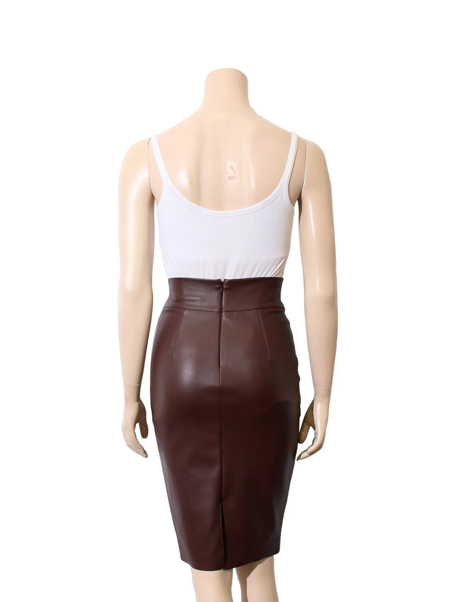 Faux-Leather Pencil Skirt