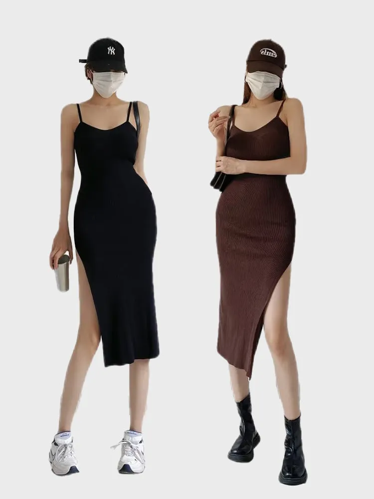 Femme Fatale Slit Midi Dress