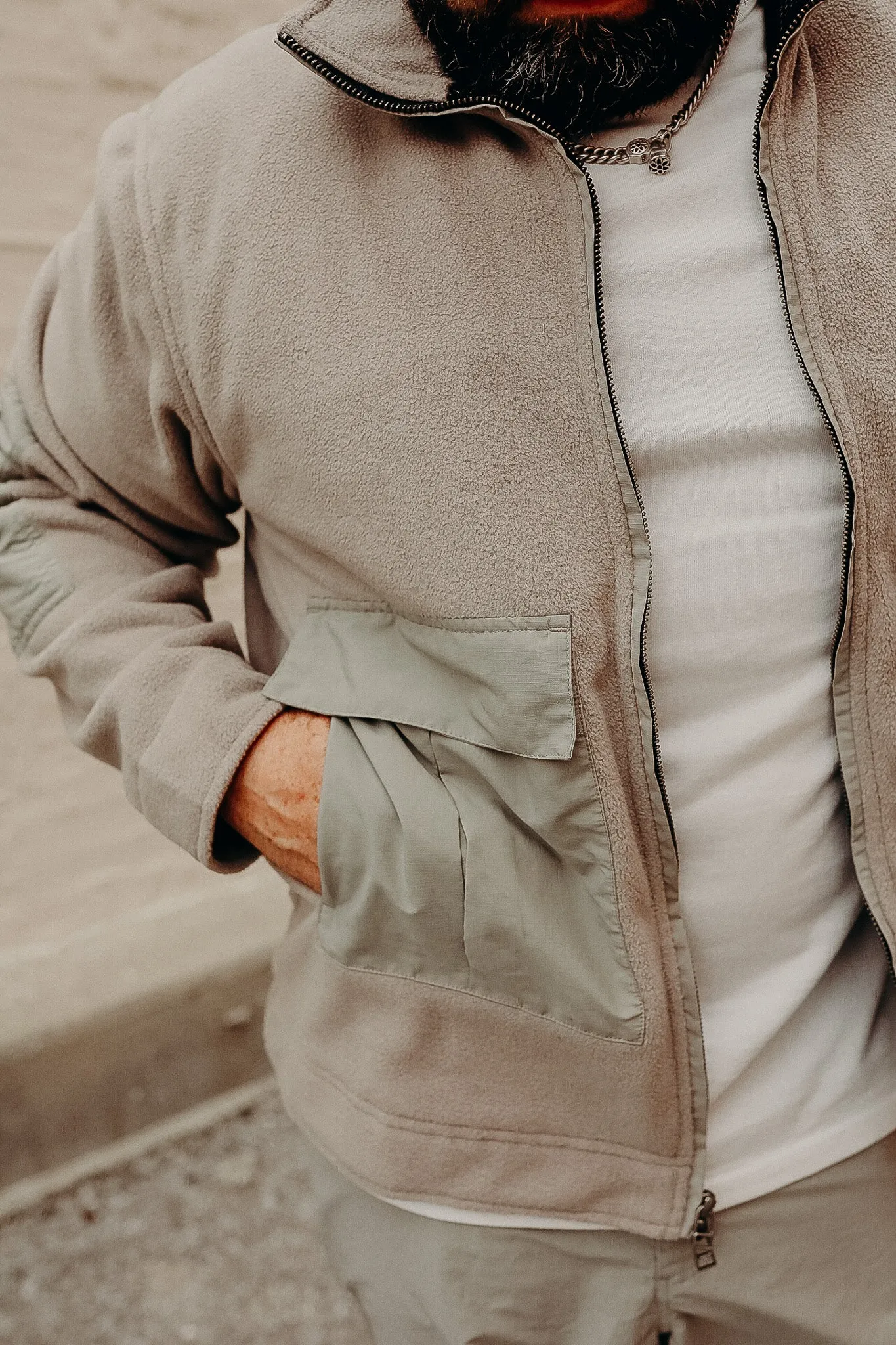 Fleece Jacket in Stone